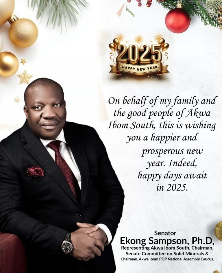 2025: Happier days await Akwa Ibom South -Sen Ekong in New Year message