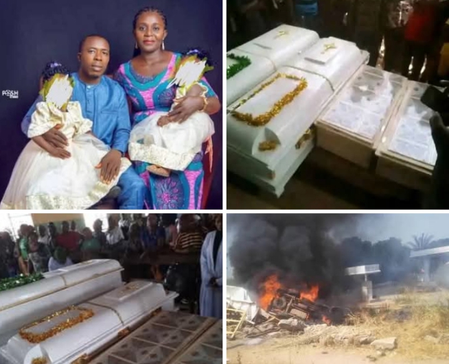 Tears flow as Man, wife, 2 daughters are buried