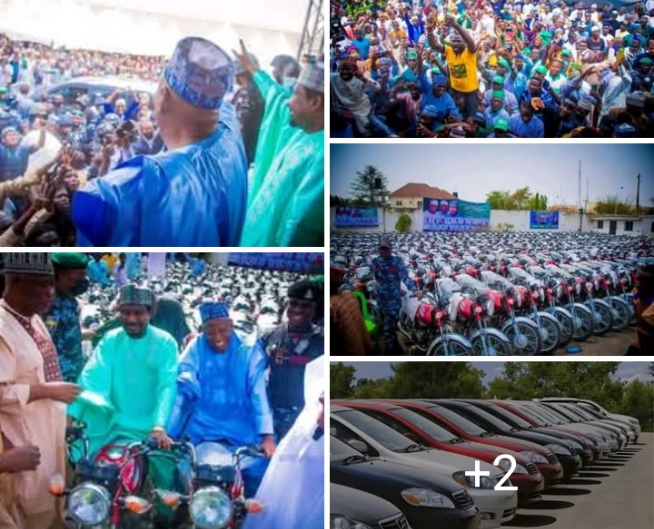 Kano agog, as Sen Barau distributes 61 cars 1,137 motorcycles to APC leaders
