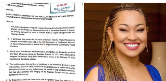Breaking! INEC confirms receiving petition to recall Sen NatashaĀ