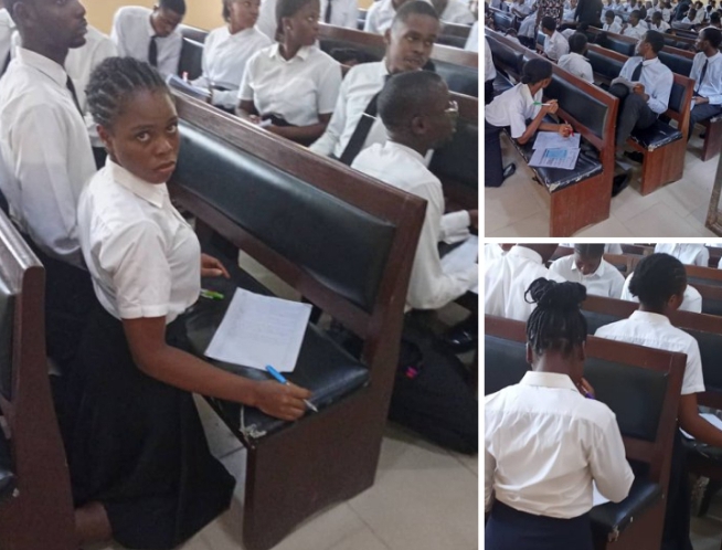 Outrage, as UniUyo Law students kneel to write exams amidst decaying infrastructure