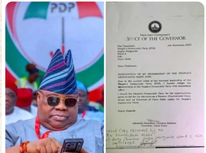 Breaking! Osun State Gov, Ademola Adeleke quits PDP