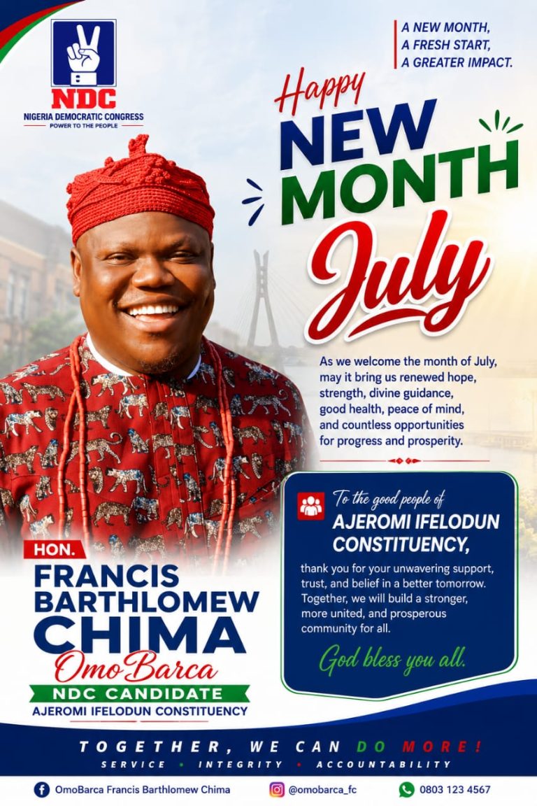 NDC Reps candidate, OmoBarca calls for unity, hope as July begins in Ajeromi-Ifelodun