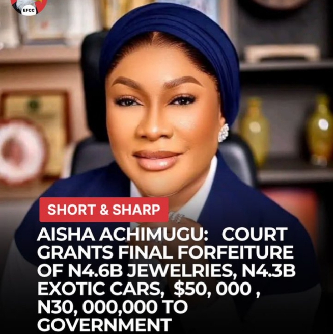 Breaking! Court orders final forfeiture of N8.9bn assets linked to Aisha Achimugu