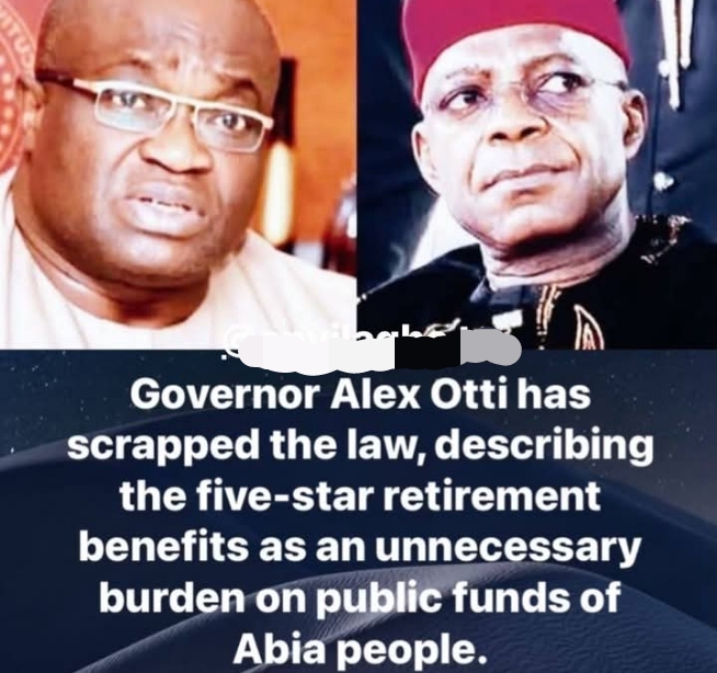 Otti scraps Ikpeazu’s Lifetime Benefits Law for former Abia Governors
