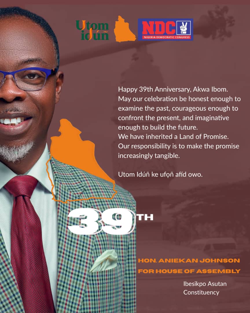 A’IBOM AT 39: Celebration must be moment of reflection, says NDC Assembly candidate, Aniekan Johnson