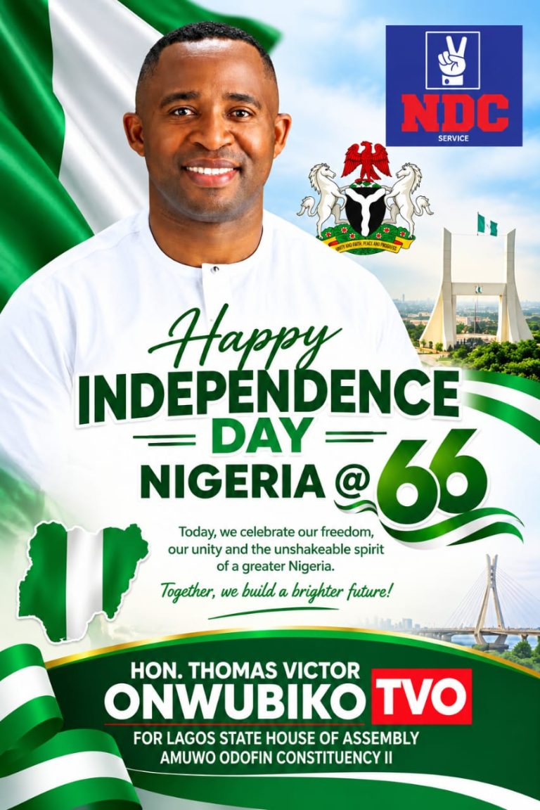 NDC Candidate, Onwubiko felicitates Nigerians, Amuwo-Odofin Constituents on 66th Independence Anniversary 